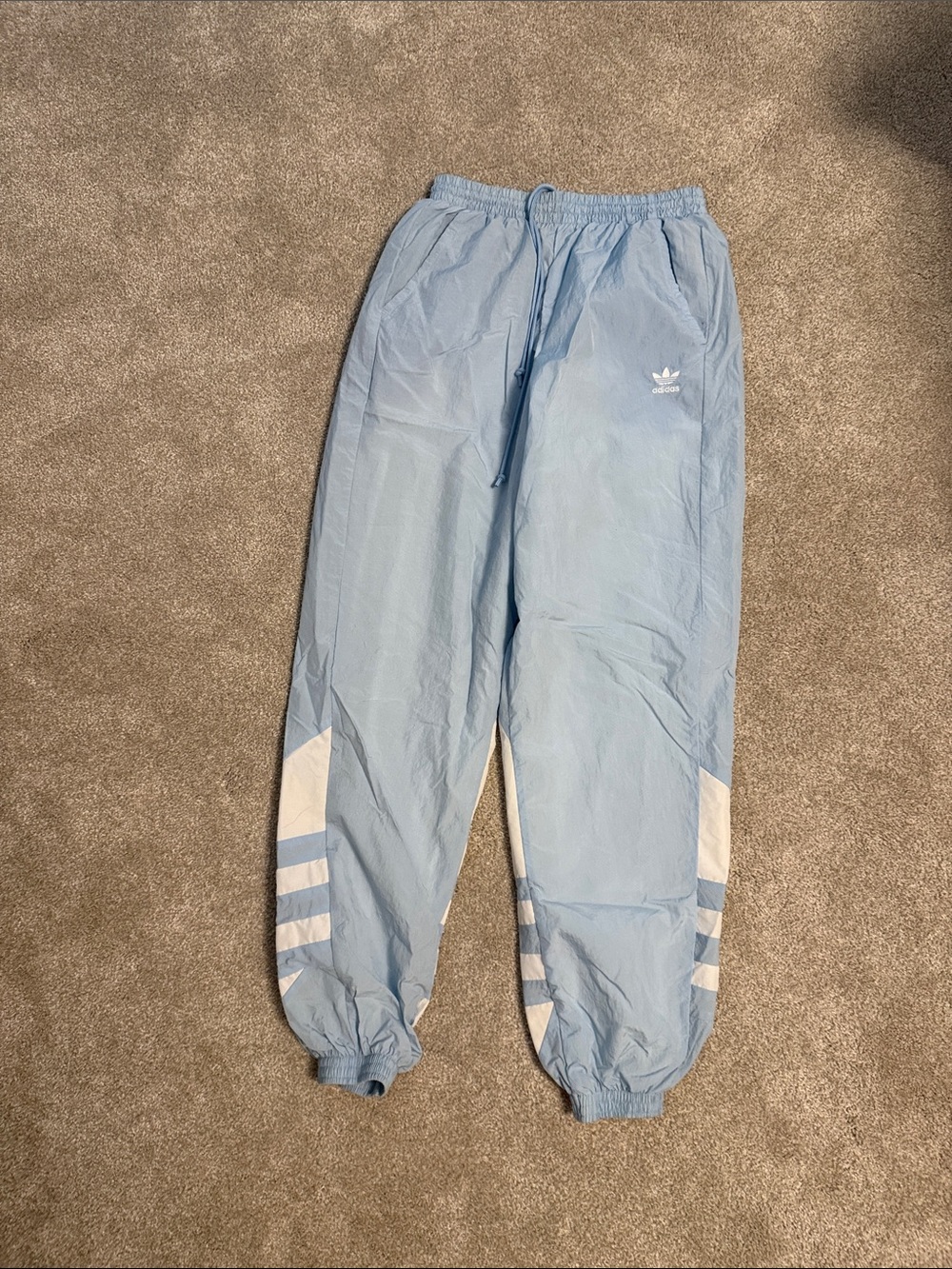 adidas Sky Blue Track Joggers with White Logo